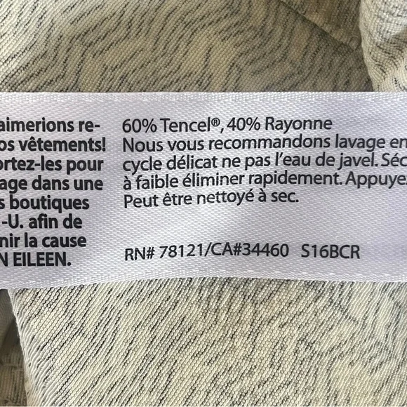 Eileen Fisher Wide Leg Crop Pants Women M Broken Chevron Tencel Ivory Black $238 - Picture 8 of 8